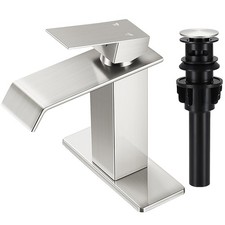 AKLFGN Single Hole Single Handle Waterfall Vessel Sink Faucet in Brushed Nickel