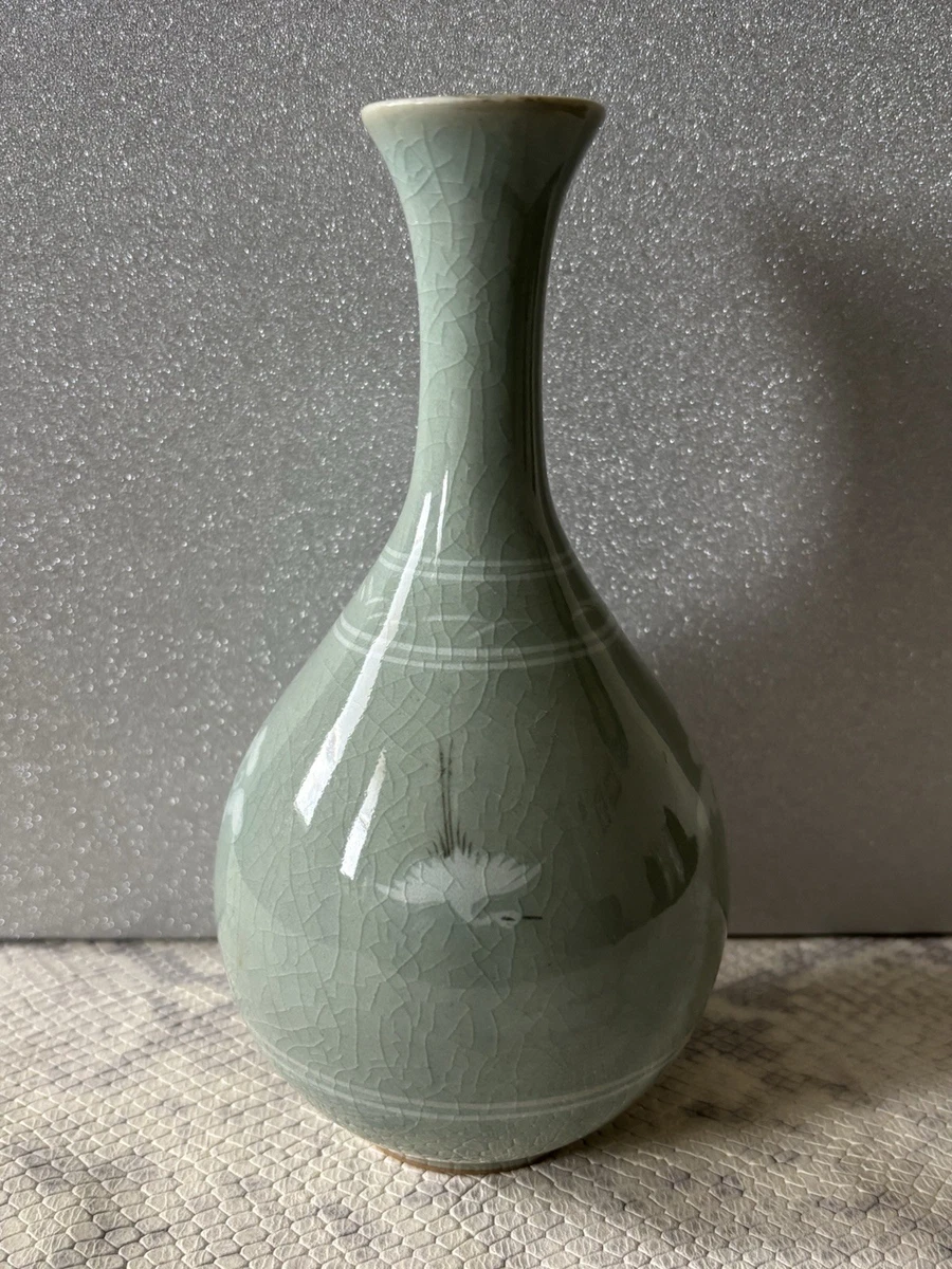 陶瓷绿色花瓶韩国古董| eBay
