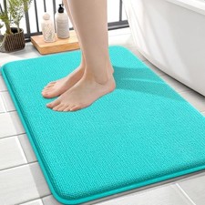 Thick Memory Foam Bath Mat Rug 24x16, Extra Soft 24" x 16" Rectangular Teal