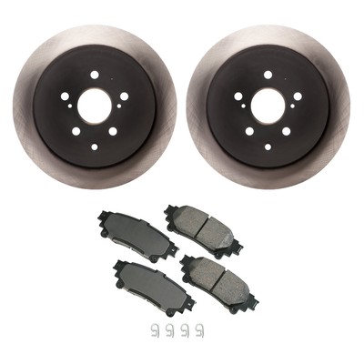 ADVICS Rear Rotors AkebonoProACT Ceramic Disc Brake Pad Kit For Highlander RX330