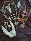 Vintage Costume Jewelry Lot – Turquoise Tone, Wood, Beaded & Statement Necklaces