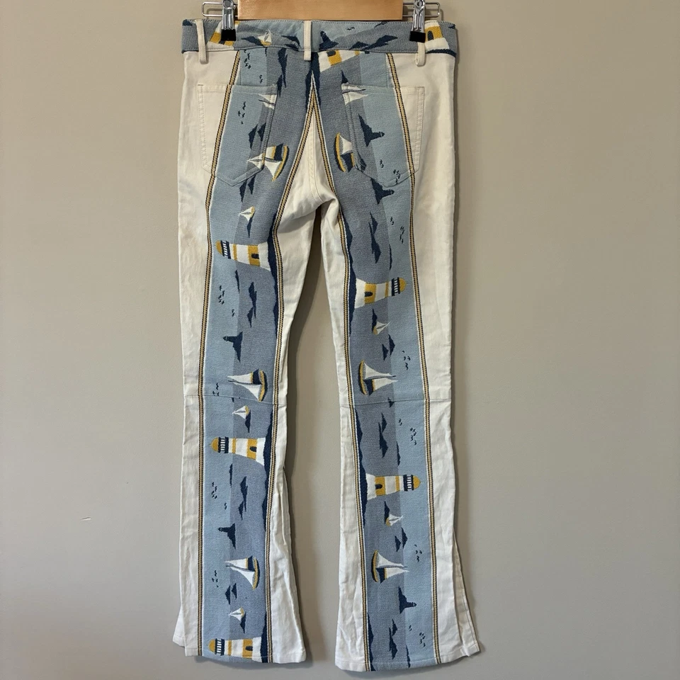 Alice + Olivia Tapestry Panel Flare Pants Coastal Size 4 Rare Designer Boot Cut - Image 2 of 4