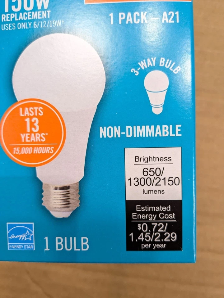 Ecosmart 50/100/150-Watt Equivalent A21 Energy Star 3-Way LED Bulb Soft White - Image 4 of 4