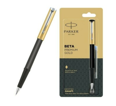 Parker Beta Premium GOLD CT Fountain Pen (Golden Cap) with Ink Cartiage 