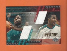 2000-01 UD COMBO MATERIALS MATEEN CLEAVES SHIRT / WARM-UP #MC-CM DETROIT PISTONS