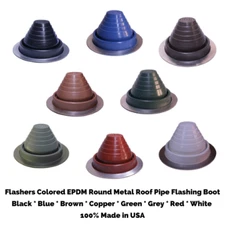 Flashers Colored EPDM Round Metal Roof Pipe Flashing Boot (Size#3) Made in USA