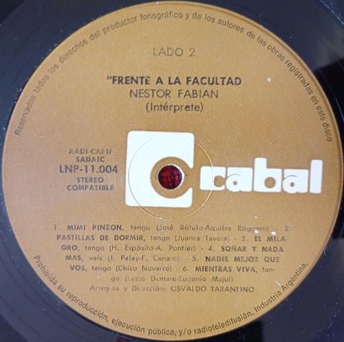 NESTOR FABIAN ** Frente A La Facultad ** ORIGINAL 1975 ARGENTINA LP - Picture 4 of 5