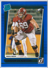 2021 Donruss Blue Press Proof Philadelphia Eagles Landon Dickerson #305 Rookie