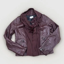 Jolt Vegan Leather Burgundy Jacket Women’s Size Small Zipped Wrists
