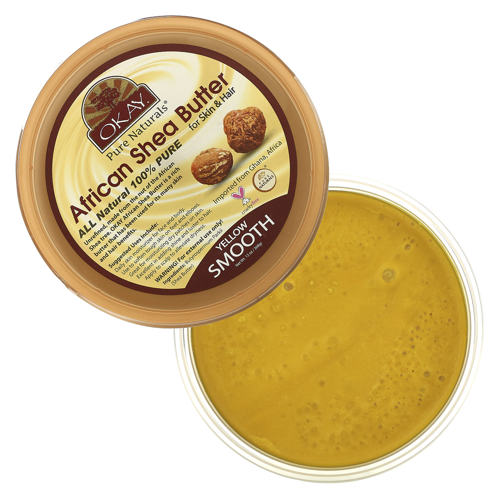 African Shea Butter, Yellow Smooth, 13 oz (368 g)