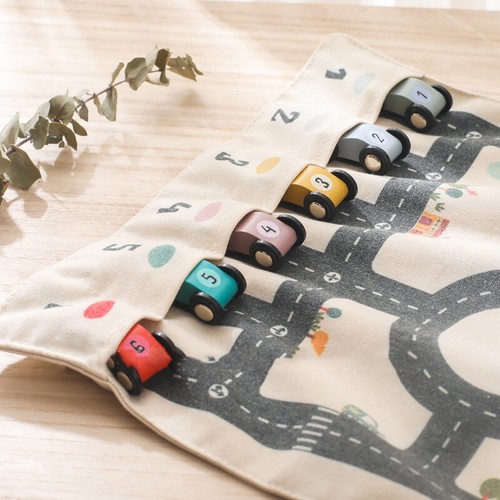 Wooden Baby Montessori Toys Baby Car Traffic Road Map Canvas Desktop Mat Game-j - Picture 5 of 8