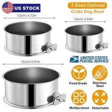 Dog Feeding Bowl Cage Stainless Steel Pet Water Crate Kennel Hanging Bowl Feeder