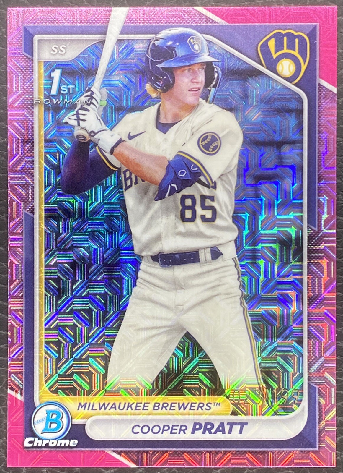2024 Bowman Mega Box Cooper Pratt /199 Pink Mojo 1st Chrome Brewers #BCP-137