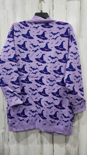 UNIQUE VINTAGE PLUS Size OS Purple Witches Hat Open Cardigan Sweater*Pockets*NWT - Picture 4 of 5
