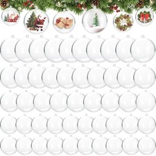 50 Pcs Clear Plastic Fillable Ornaments,DIY Craft Ball,Transparent Craft Orna...
