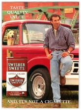 RUGGED MAN SWISHER SWEETS CIGARS DOG TRUCK 1990's 7.75"X10.75" Magazine Ad M253