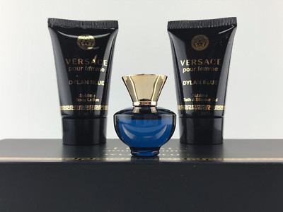 Versace Dylan Blue Women Mini 3pc Set Parfum Splash 0.17 oz Lotion Shower Gel