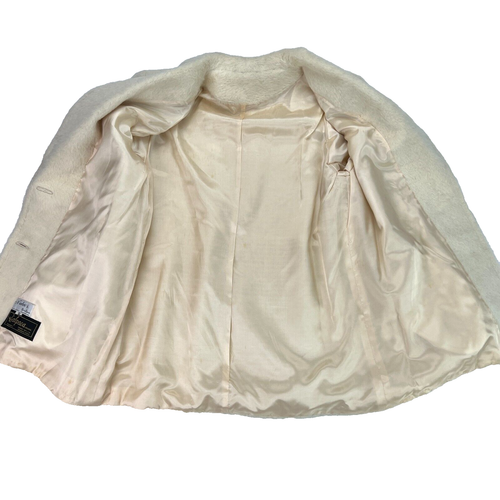 Vintage 50s 60s Alpaca Jacket Womens 12 Ivory Peruvian Queens Gambit Alt Classic - Picture 10 of 17