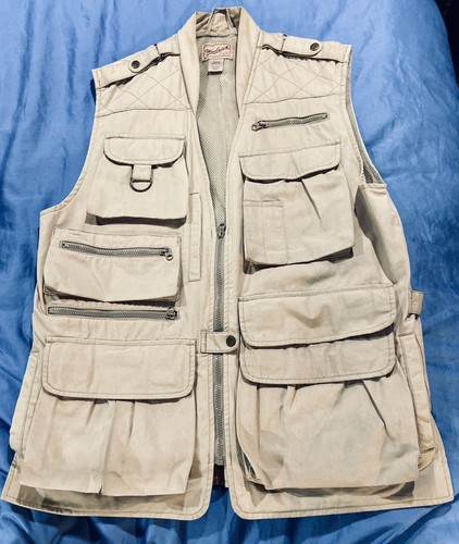 WOOLRICH Fishing Hunting Outdoor Vest Pockets 475WS Khaki Hunter Men's M