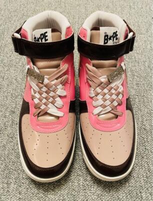 靴 A Bathing Ape Bape Sta Mid Brown Pink A Bathing Ape Bape Court Sta Brown Pink Men's - 1H20191030