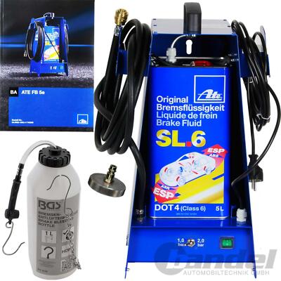 ATE BREMSEN ENTLÜFTUNGSGERÄT ELEKTRISCH 230V + FLASCHE + ADAPTER + 5L DOT4 SL.6