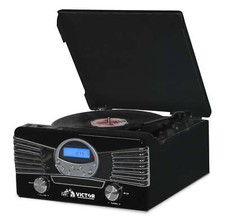 Victor Diner 7-in-1 Turntable Music Center with CD Player and 3-Speed Turntable