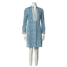 Tory Burch blue tunic plaid mini dress size M