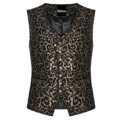 Gothic Waistcoat Vest Gold Paisley Velvet Steampunk Regency Victorian Vest 