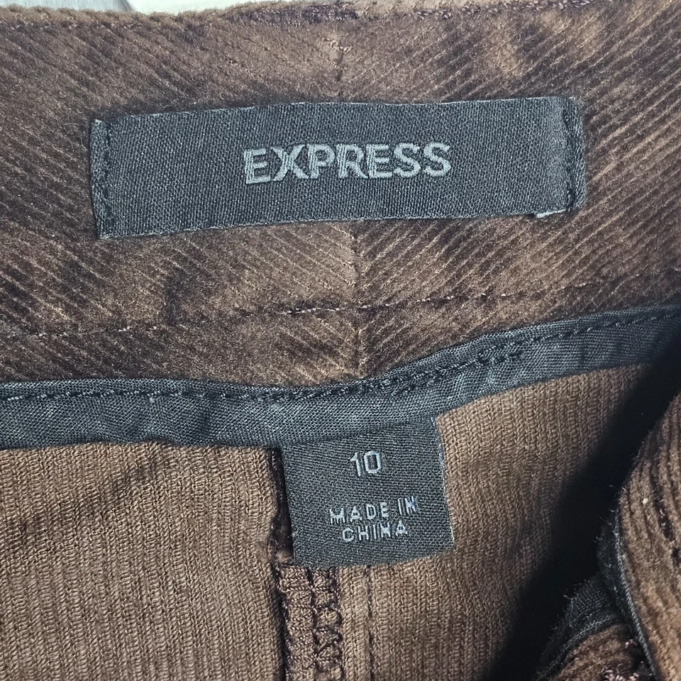 Express 灯芯绒棕色长袖纽扣套装裁剪夹克小号裙 10 码 — 第 4/4 张图片