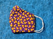 Washable Handmade Fabric Face Mask filter pocket HALLOWEEN CANDY CORN