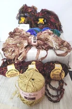 Fancy Ribbon Yarn Lot Of  8 Cherry Hill Louisa Harding Plymouth Glisten Glitz 