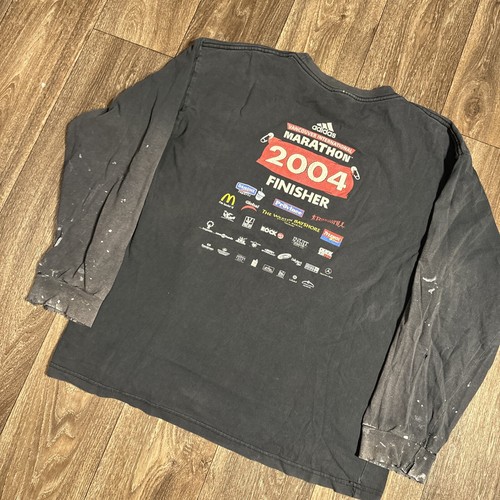 T-shirt manica lunga Adidas Montreal Canada Marathon 2004 vintage grande invecchiata - Foto 12 di 12