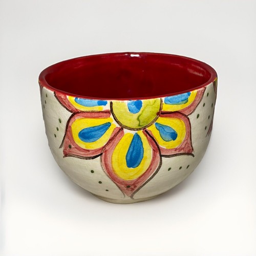 2 Mexican Pottery Ceramic Coffee Cup Soup Mug Bright Colorful Floral Pattern - Picture 8 of 13