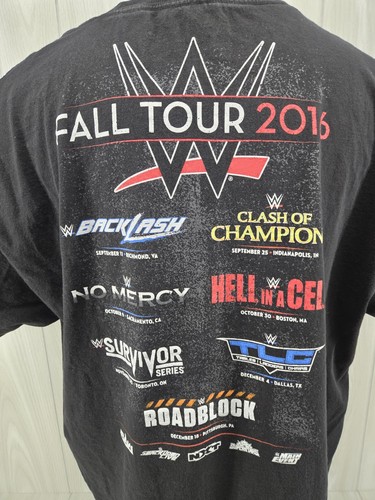 Distressed WWE Crew Shirt Adult 2XL Black Wrestling 2016 Fall Tour - Picture 9 of 13