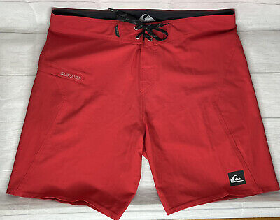 Quiksilver Board Shorts Performance Red Athletic Swim Trunks Mens Size ... Quiksilver Shorts Red