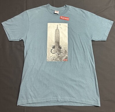 Supreme x Mike Kelley The Empire State Building T Shirt Slate Blue Brand New