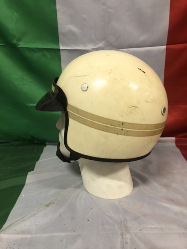 CASCO BIANCO MOTOCICLISTA POLSTRADA POLIZIA PUBBLICA SICUREZZA ANNI 80 Tg.56/57 - Picture 2 of 4