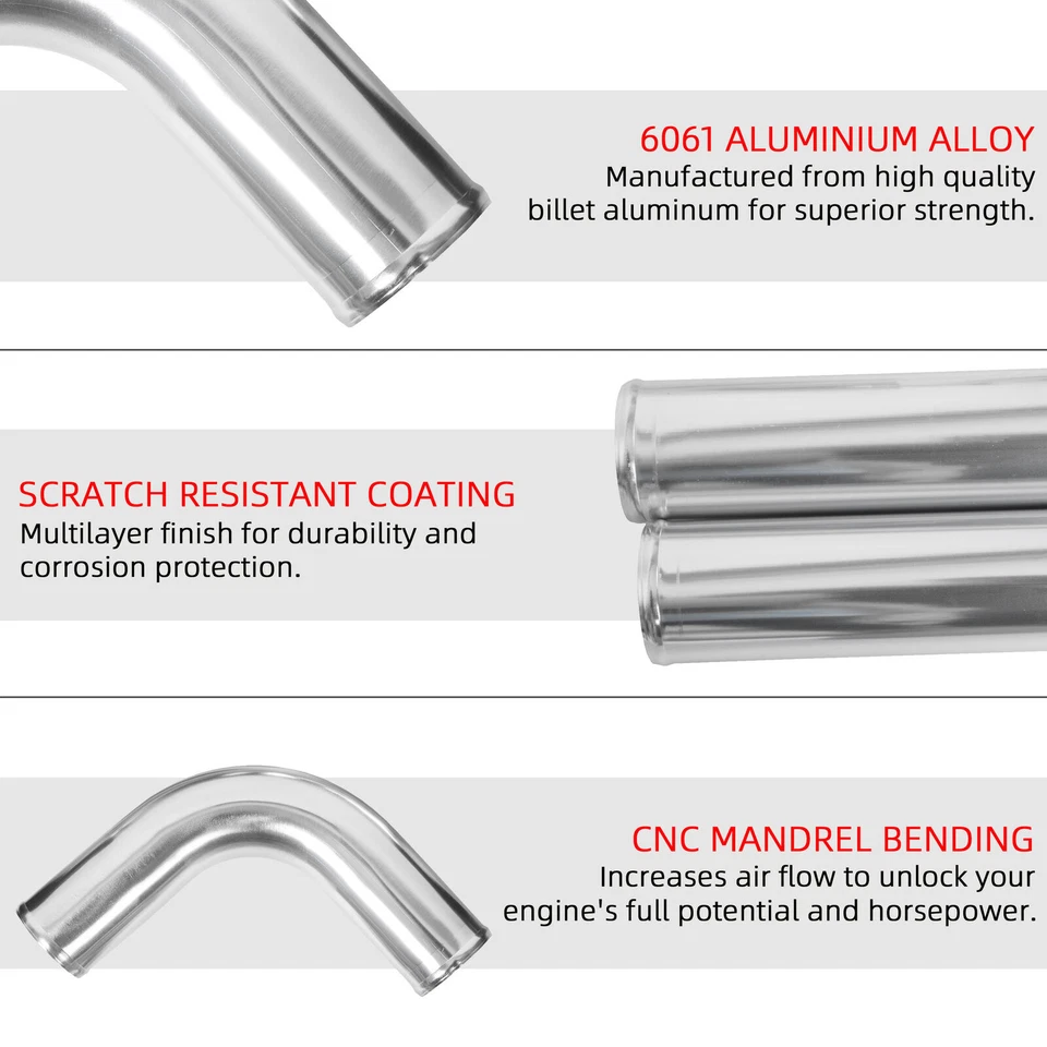 Kit de tubería intercooler universal de 2,5" + abrazaderas de perno en T + acoplador de silicona Foto 3 de 4