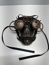 Steampunk Skull Mask w Goggles Beast Metallic Copper Masquerade Halloween