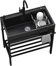 Stainless Steel Utility Sinks,31.5X17.7X33.9" Laundry Sinks Utility Tubs with Co