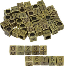 50PCS Metal Number Beads Square 0-9 Number Charms Cube for Bracelets Jewelry Mak