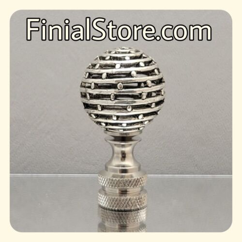 Lampe à sphère tourbillonnante brillante, argent, métal, finale/nickel base-lampe pièces finales - Photo 1 sur 6