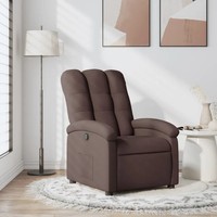 Relaxsessel Stoff Dunkelbraun Mit Polsterung Und Verstellbarer RüCkenlehne