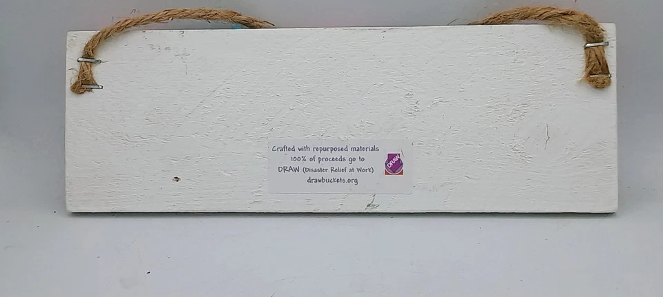 Handcrafted  Painted Pine Cone Flower Art Utility Hook Board 10"X3.5" - Image 4 of 4