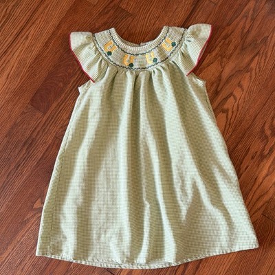 Marie Nicole Clothing Little Girls Dress Smocking Lucky Horseshoes Check XL ￼