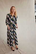 Boden - Flo Midi Shirt Dress - Kleid Mit Gürtel Taschen Muster NEU - UK 14 EU 42