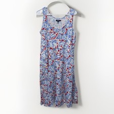 CHAPS by Ralph Lauren WOMEN'S XL Sleeveless RED, WHITE & BLUE FLORAL TANK DRESS