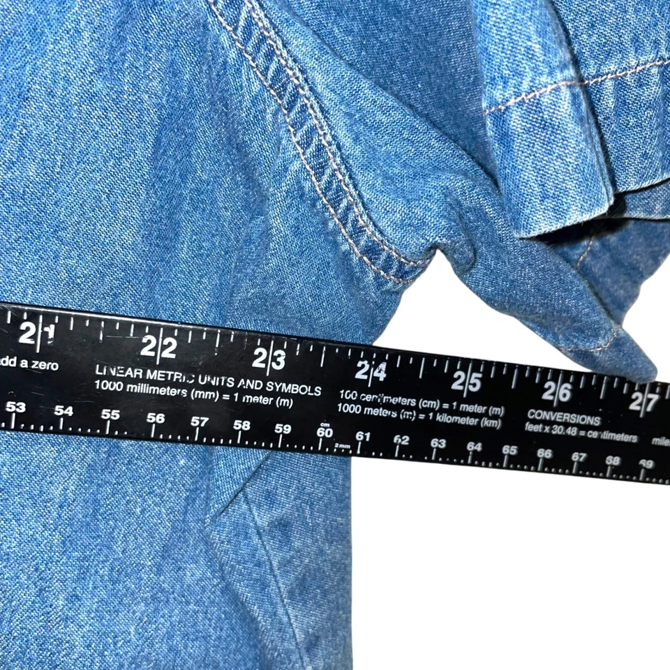 Bill Blass джинсовая рубашка верхний короткий рукав вышитый корова печать воротник плюс - Изображение 3 из 4