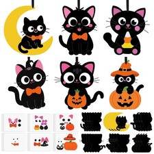 Yexiya 24 Sets Halloween Craft Kits Black Cat Crafts DIY Hanging Or... Fast Ship