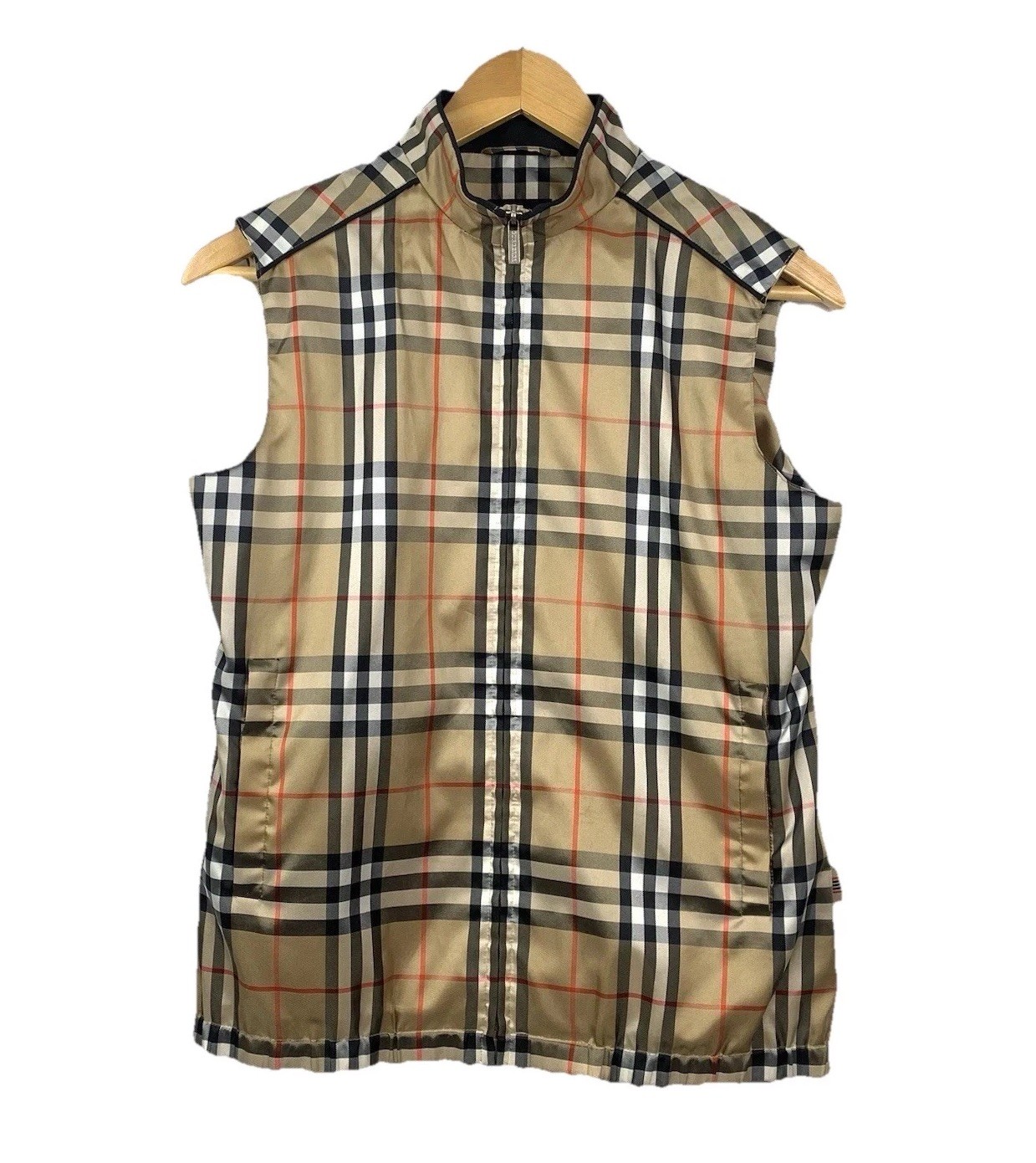 Burberry Golf Vest Nova Check Size Small Inside Mesh Brown Red Black Breathable